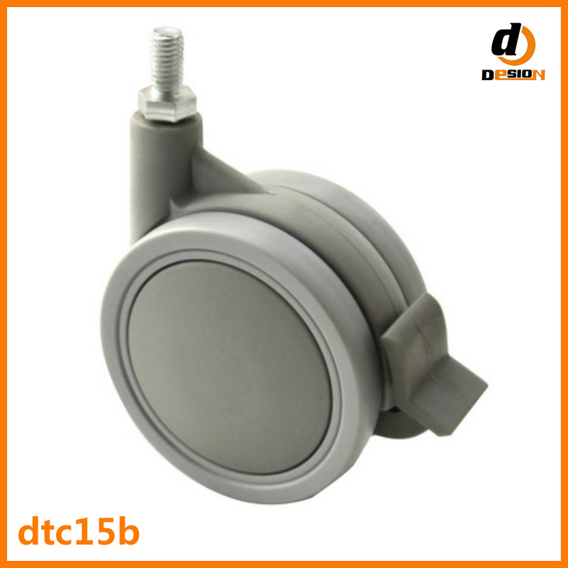 Thread bolt gray nylon caster with brake DTC15B