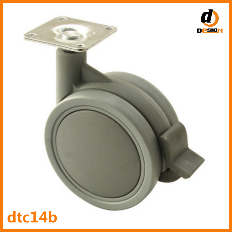T plate gray nylon caster with brake DTC14B