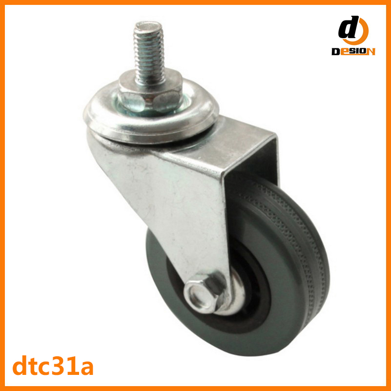 Thread bolt gray rubber caster without brake DTC31A