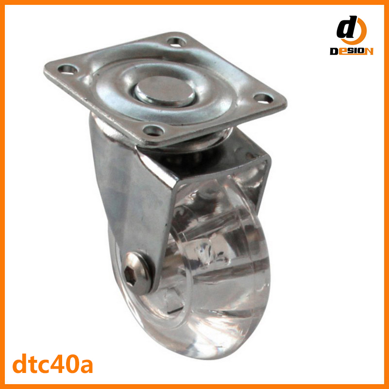 T plate transparent wheel caster without brake DTC40A