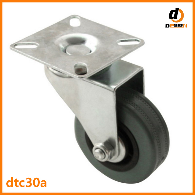 T plate gray rubber caster without brake DTC30A